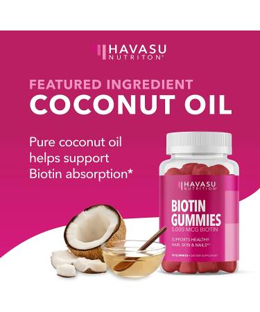 Biotin Gummies for Women | 5000mcg Hair Growth Supplement | 90 Strawberry Flavored Beauty Gummies | Gluten Free Vegan Formula - Buy Online on GoSupps.com