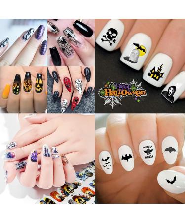 48 Sheets Halloween Nail Art Stickers - Spooky Pumpkin Bat Ghost & Skull Designs - Kalolary Water Transfer DIY Decals for Halloween Nail Decor - Buy Online on GoSupps.com