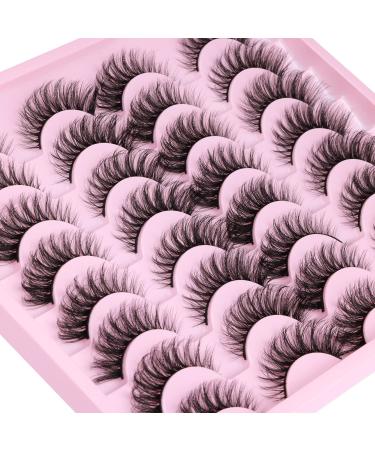Delyneph 15mm Cat Eye False Eyelashes - Natural Wispy Fluffy Fake Lashes for Short Cat Eye Look - Faux Mink Wispies Strip Lashes Pack - Buy Online on GoSupps.com
