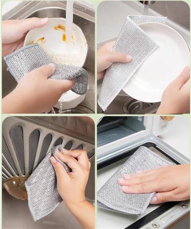 Realisticm Double Stainless Steel Scrubber Graceiful Double Stainless Steel Scrubber Double Sided Silver Wire Dishcloth for Pans Dishes Stove (5PCS) - Buy Online on GoSupps.com