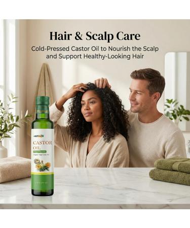 ATAMAZE Organic Castor Oil Cold Pressed Extra Virgin Pure Hexane-Free Castor Oil in Glass Bottle for Hair Growth Eyelash & Eyebrow Care Skin Use - Buy Online on GoSupps.com