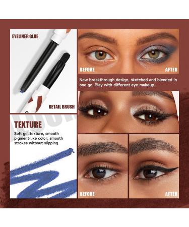 Eyeliner Multicolors Makeup Eyeshadow with Brush | Quick Drying Eye Liner Long Lasting Eye Pencil Makeup Supplies Rowces Crow Black - Buy Online on GoSupps.com