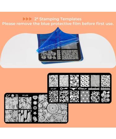 Mobray Nail Stamping Polish Gel Set - 6 Colors 8ml each with Scraper Tool for Women and Girls - Nail Art Design Kit in Blue, Purple, Orange, Green, Pink, Yellow - Buy Online on GoSupps.com