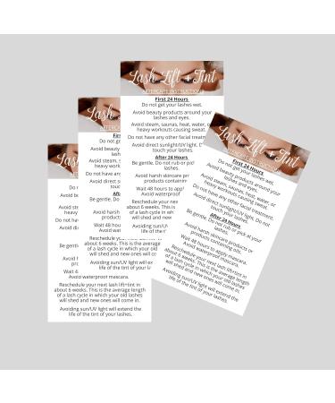 Lash Lift + Tint Aftercare Instruction Cards - 50 Pack | DIY Eyelash Kit Supplies | White Design - 2x3.5 inches - Buy Online on GoSupps.com