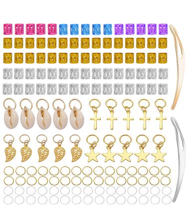 157 Pieces Hair Jewelry Aluminum Hair Accessories Hair Extension Ring Metal Ring Hair Accessories Shell Hair Accessories Dreadlocks lnterlock Needle Tool