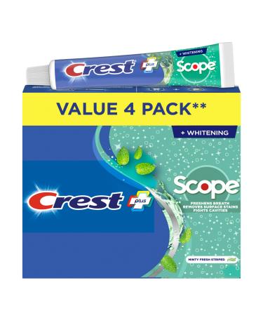Crest Complete Toothpaste Whitening Plus Scope Minty Fresh 480 mL Total (4 Count of 120 mL Each) Toothpaste Scope (Pack of 4)