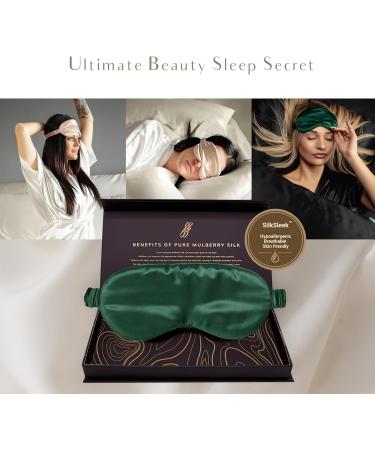 SILKSLEEK 22 Momme Pure Mulberry Silk Eye Mask for Sleeping | Super Soft & Comfortable Blackout Sleep Mask Filled with 100% Pure Silk | Travel Essentials in Gift Box - Emerald - Buy Online on GoSupps.com