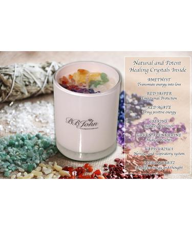 Chakra Crystal Candle - Healing Crystals & Gemstones for Manifestation Meditation & Stress Relief | Natural Soy Wax Aromatherapy - Buy Online on GoSupps.com