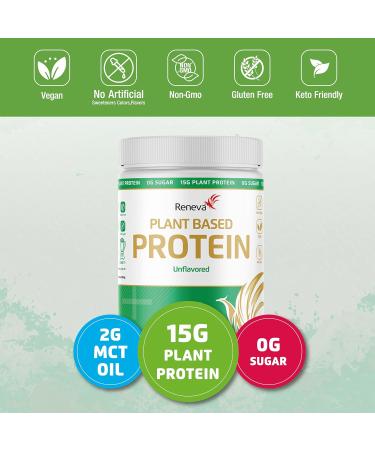 RENEVA Vegan Protein Powder - 15g Plant-Based Protein | Gluten Free Dairy Free Zero Sugar | 12.7 Ounce Resealable Canister - Buy Online on GoSupps.com