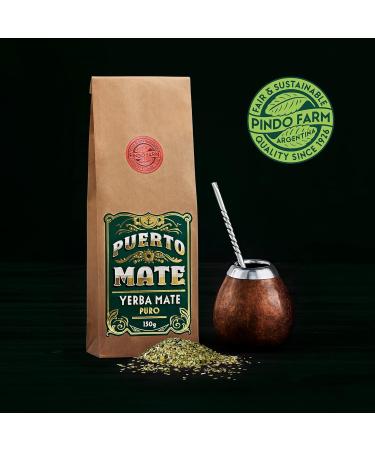 Puerto Mate Yerba Mate Tea (150g) - Natural Argentine Caffeine Gentle Drying Eco-Friendly Refill Bag - Buy Online on GoSupps.com