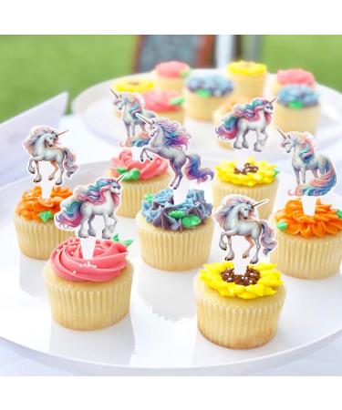 Keaziu 24 Pack Unicorn Horse Cupcake Toppers Colorful Horse Cupcake Picks Baby Shower Wedding Boys Girls Birthday Party Cake Decorations Supplies - Buy Online on GoSupps.com