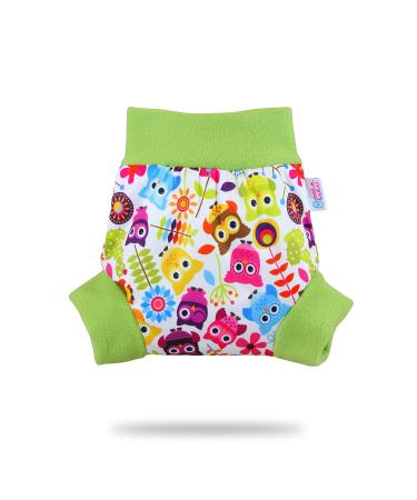 Petit Lulu Pull Up Cloth Nappy Wrap | Size L | Washable Diaper Wrap | Pull On Cloth Nappies | Made in Europe (Happy Owls)