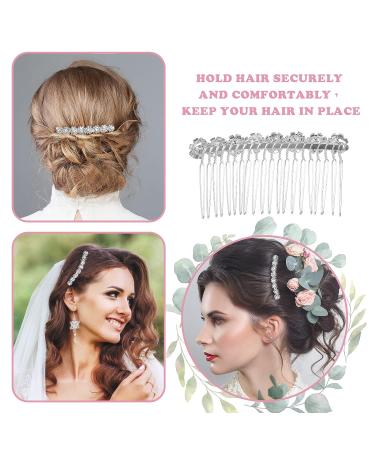 Lusofie Rhinestone Wedding Hair Combs Set - Bridal Side Comb Clips for Women (Silver) - Buy Online on GoSupps.com