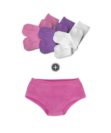 SmartKnitKIDS Seamless Sensory-Friendly Sensitivity Socks 3 Pack and Girls' Boy Cut Style Seamless Undies (Pink/Purple/White 2X-Large & Pink Large)