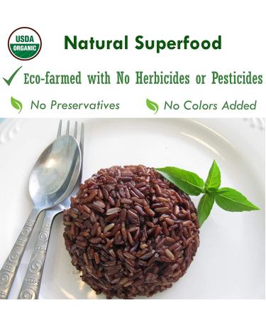 Organic Thai Red Jasmine Rice 2 LB - Gluten Free Superfood from Thailand - Buy Online on GoSupps.com