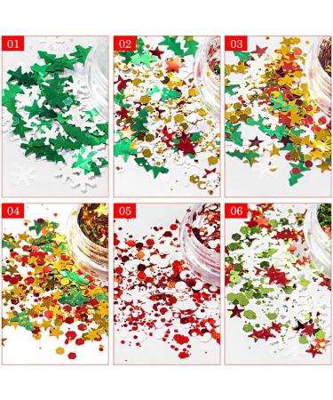 Kalolary 6 Boxes Christmas Nail Sequins Glitter | 3D Nail Art Stickers & Face Body Glitter for DIY Holiday Decor - Buy Online on GoSupps.com