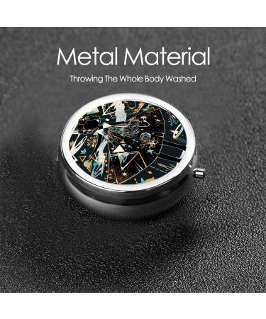 Dancing Metal Cartoon Character Portable Pill Box - Round Mini 3-Compartment with Hinged Fastening for Small Pills - Travel Essential in Black - Buy Online on GoSupps.com