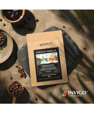 Invigo Espresso Coffee Beans 340g - Aroma-Rich Whole Coffee Bean Small Batch Local Premium Roasting Vegan & Gluten-Free Birthday Christmas Gift Ideas for Coffee Lovers Whole Bean French Vanilla - Buy Online on GoSupps.com