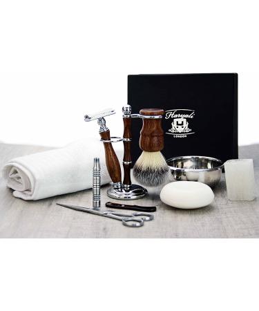 DE Safety Razor Set with Badger Hair Brush 3-Ring Razor Shaving Bowl & Soap - Premium Shaving Kit for Ultimate Grooming - Buy Online on GoSupps.com