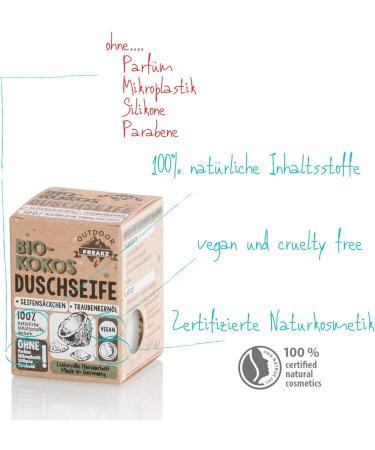  OUTDOOR FREAKZ Organic shower soap with a plastic-free and palm oil-free (coconut) soap sachet - Buy Online on GoSupps.com