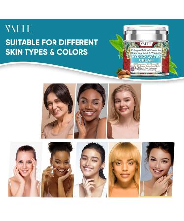 VAITE Hyaluronic Acid Moisturizer Cream for Dry Skin - Facial Care for Men and Women - Hydrating Booster with Collagen, Retinol, and Green Tea - Vita-Infused Daily Skincare - Buy Online on GoSupps.com