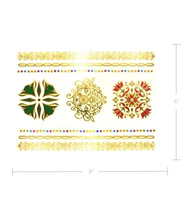 Terra Tattoos Gold Metallic Temporary Tats - 75+ Hawaiian Henna Designs | Butterflies, Mermaid, Tropical | Waterproof, Nontoxic, Long Lasting | Ideal for Beach, Festivals | Shop Now! - Buy Online on GoSupps.com