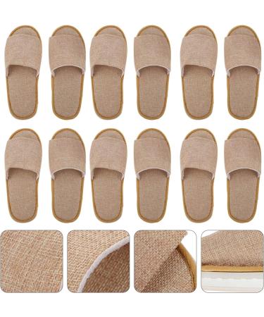 6 Pairs Non-Slip Cotton & Linen Slippers for Men | Disposable Indoor House Shoes - Buy Online on GoSupps.com