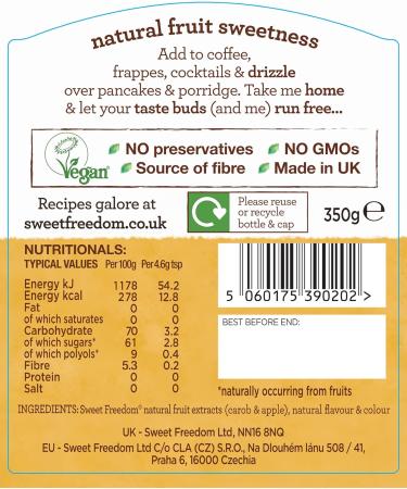 Sweet Freedom Gingerbread Syrup - 13 Calories Per Teaspoon - Ideal for Coffee, Cocktails, Pancakes & Vegan Baking - 350g Pack - Buy Online on GoSupps.com