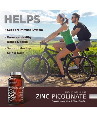 OmniBiotics Zinc Picolinate 30mg Supplement High Absorption Zinc for Immune System Healthy Skin and Energy Support 180 Vegan Capsules 180 Count (Pack of 1) - Buy Online on GoSupps.com