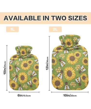 ZZXXB Sunflower Bee Warm Bottle 1L - Fleece Cover for Neck & Shoulder Pain Relief Hand & Foot Warmer PVC Heat Bag Hot & Cold Therapy - Buy Online on GoSupps.com