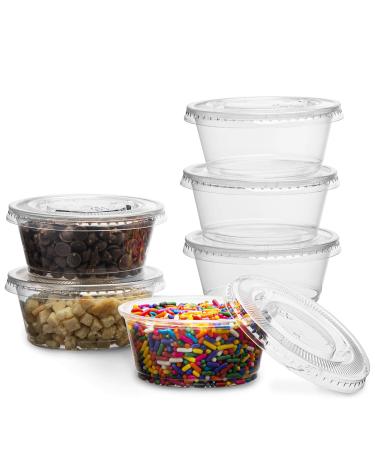 Plastimade Clear Disposable Plastic Portion Cups With Lids (200 Sets - 3.25 Oz) - Disposable Condiment Cups, Sauce/Dip/Dressing Cups, Souffle Cups & Jello Shot Cups With Lids | Grea