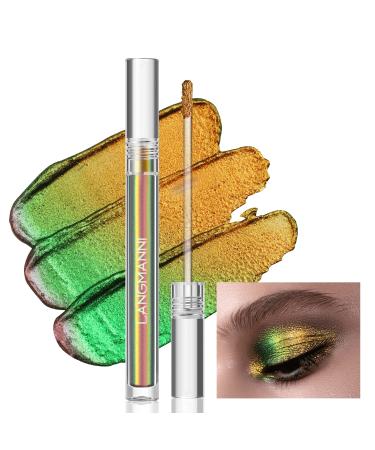Multichrome Liquid Eyeshadow  Chameleon Metallic Green Gold Color Shifting Holographic Gel Eye Shadow  High Pigmented  Quick-Drying  Waterproof Glitter Shimmer Gradient Eye Gloss Makeup (EMBER)