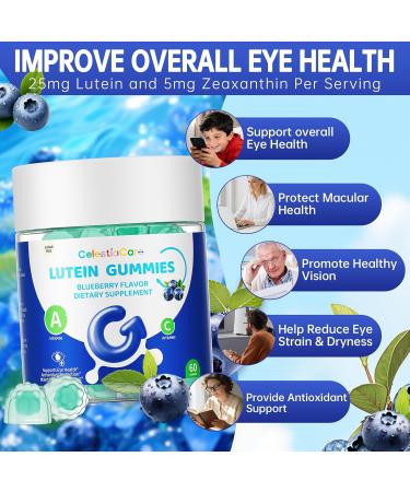 CelestiaCare Lutein and zeaxanthin Eye Vitamins Gummies Bilberry Astaxanthin Eye Vitamins for Kids and Adult Vision&Blue Light Support Overall Eye&Macular Health-60 Count - Buy Online on GoSupps.com