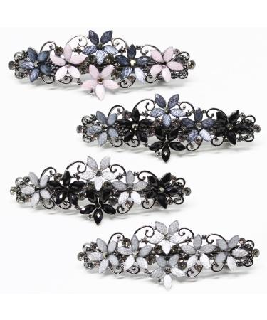 Jakeni Elegant Hair Clips Fashion Hair Barrettes for Women and Girls  Sparkly Glitter Rhinestones Flowers Hairpin French Style Hairclips Vintage Hair Accessoires for Women and Girls