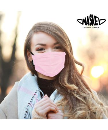 MASKEY Pink Washable Reusable Face Mask | 3 Layers Blended Cotton | Unisex & Stylish | Made in London UK | Lasts 100+ Washes - Buy Online on GoSupps.com