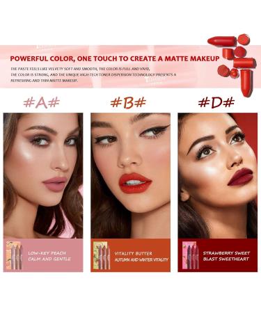 Mimore 3-Piece Matte Lipstick Set - Fruit Taste Waterproof Durable & Portable Makeup Kit - Buy Online on GoSupps.com