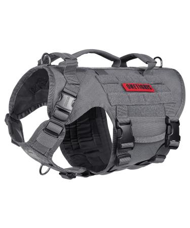 OneTigris Dog Harness X Destroyer Tactical Dog Harness 3 Handles Heavy Duty Dog Vest with Metal Buckles M Gray - Buy Online on GoSupps.com