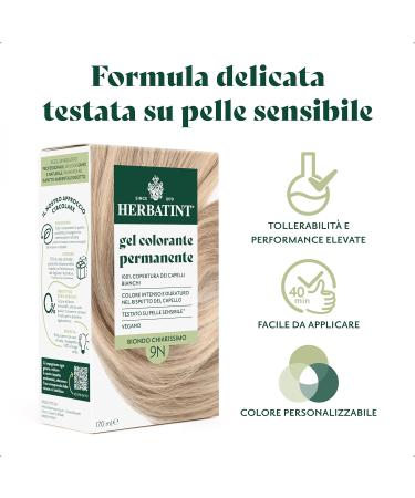 Herbatint Herbatint Permanent Hair Color Gel 9N Light Blonde - 170 ml | Ammonia-Free 100% Gray Coverage | For Sensitive Skin with 8 Natural Organic Extracts - Buy Online on GoSupps.com