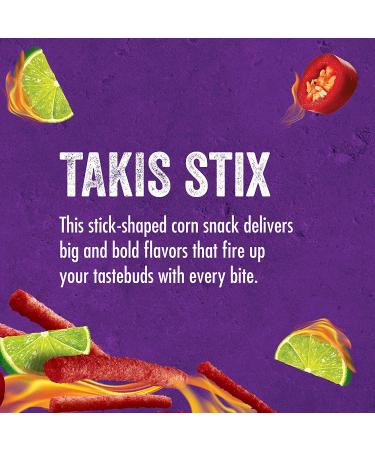 Takis Stix Fuego Corn Sticks 6 Individual Bags, 4oz Each - Hot Chili Pepper and Lime Flavored - 24oz Net Weight - Fuego 6 Count Pack - Buy Online on GoSupps.com