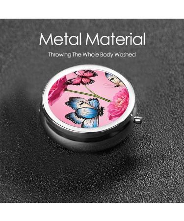Beautiful Butterfly Round Pill Box - 3 Compartment Mini Decorative Pocket Organizer for Travel & Vitamins - Buy Online on GoSupps.com