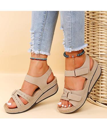 Bunion Corrector Sandals for Women - Arch Support Plantar Fasciitis House Shoes with Orthotic Flip Flops - Black Feather Heels 6.5 Wide Khaki - Buy Online on GoSupps.com