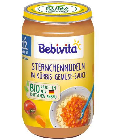 Bebivita menus from 12 months Star-shaped pasta in pumpkin and vegetable sauce pack of 6 (6 x 250g) Star-shaped pasta in pumpkin and vegetable sauce 250g - Buy Online on GoSupps.com