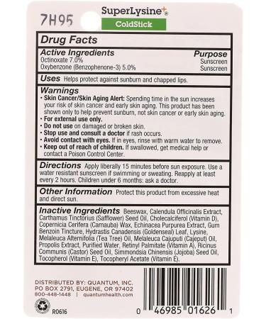 Quantum Health Lysine+ Coldstick 0.17oz (Pack of 4) - Soothes Cold Sores, Promotes Healing - Buy Online on GoSupps.com