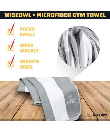 Wise Owl Outfitters Quick Dry Microfiber Beach and Yoga Towel 2PK - Grey Small Towel for Beach, Pool, Yoga, Swim - Ideal for Hand, Face, and Body - Buy Online on GoSupps.com