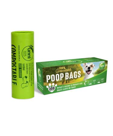 UNNI 100% Compostable Dog Poop Bags, Extra Thick Pet Waste Bags, 300 Bags on a Single Roll, 9x13 Inches, Earth Friendly Highest ASTM D6400, Europe OK Compost Home and Seedling Certified,San Francisco Green 300 Count (Pack of 1)