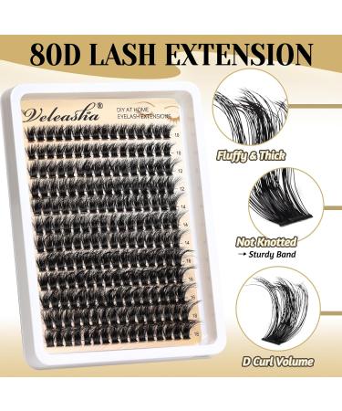 Veleasha 80D Fluffy Lash Clusters - 192PCS D Curl Volume Eyelash Extensions 10-18mm - Soft DIY Cluster Lashes for Home Use - Buy Online on GoSupps.com