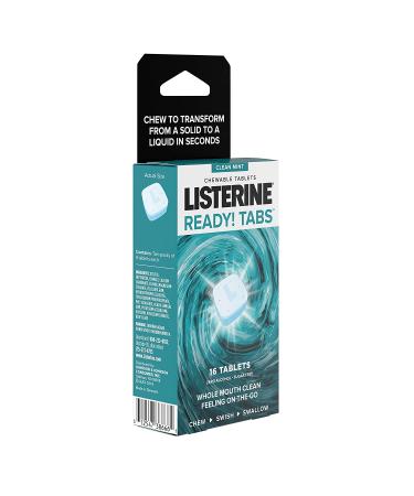 Listerine Ready! Tabs Mint Chewable Tablets - 4-Hour Fresh Breath On-The-Go - Sugar-Free & Alcohol-Free - 16 Count - Buy Online on GoSupps.com