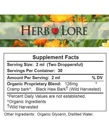 Herb Lore Cramp Bark & Black Haw Tincture Alcohol Free Liquid Herbal Menstrual Cramp Supplement Drops for Period Cramps Muscle Tension & Uterine Support (2 fl oz) - Buy Online on GoSupps.com