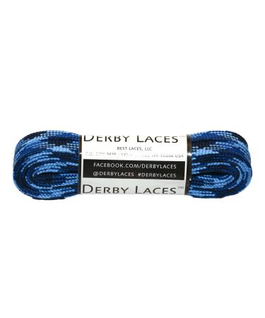 Derby Laces Blue Camouflage 72 Inch Waxed Skate Lace for Roller Derby, Hockey and Ice Skates, and Boots