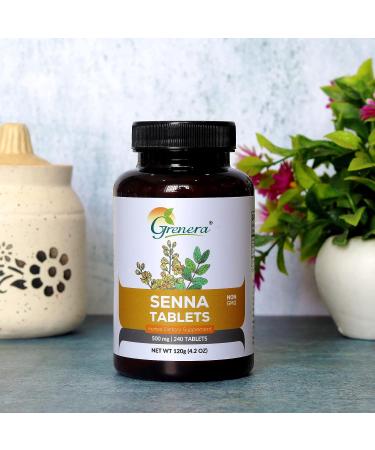 Grenera Senna Tablets 240 Count - Vegan & Kosher Certified Laxative with Senna Leaf Powder - Buy Online on GoSupps.com